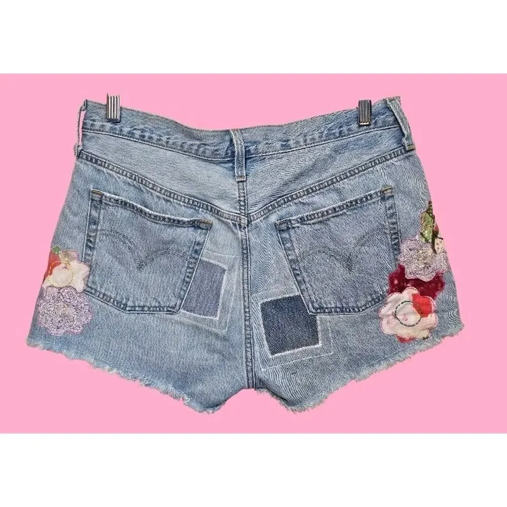 Upcycled Levis Cutoff Denim Shorts With OOAK